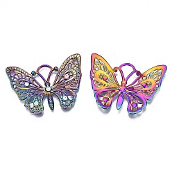 Rainbow Color Rack Plating Rainbow Color Alloy Pendants, with Crystal Rhinestone, Cadmium Free & Nickel Free & Lead Free, Butterfly, 37x48x4.5mm, Hole: 7x8mm