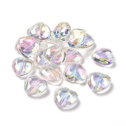 Clair AB Placage uv perles acryliques irisées arc-en-ciel, cœur, clair ab, 22x22x9mm, Trou: 1.6mm