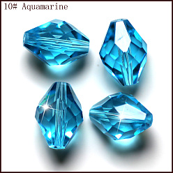 Cielo Azul Oscuro Imitación perlas de cristal austriaco, aaa grado, facetados, bicono, cielo azul profundo, 10x13 mm, agujero: 0.9~1 mm