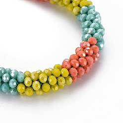 Turquoise Foncé Bracelet extensible tressé en perles de verre au crochet, bijoux faits main népel femme, turquoise foncé, diamètre intérieur: 1-5/8 pouce (4.2 cm)