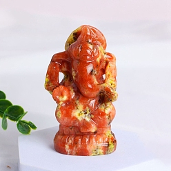 Tourmaline Ganesha figurines de guérison en tourmaline naturelle, Décorations d'affichage en pierre d'énergie reiki, 70mm