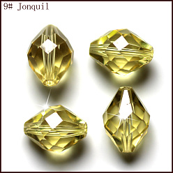 Kaki Clair Imitations de perles de cristal autrichien, grade de aaa, facette, Toupie, kaki clair, 10x13mm, Trou: 0.9~1mm