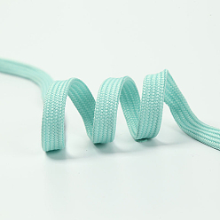 Turquesa Cordón de poliéster luminoso, Resplandor en la oscuridad cordón de zapato plano, turquesa, 8 mm, 1.2 m / cadena
