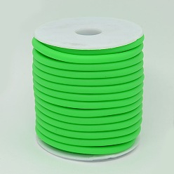 Lime Green Synthetic Rubber Cord, Hollow, with White Plastic Spool, Lime Green, 5mm, Hole: 3mm, about 10.93 yards(10m)/roll