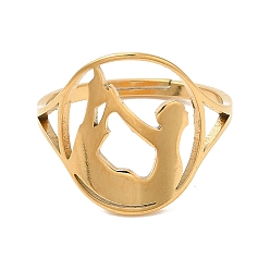 Настоящее золото 18K Ионное покрытие (IP) 304 регулируемое кольцо для йоги из нержавеющей стали для женщин, реальный 18 k позолоченный, размер США 5 3/4 (16.3 мм)