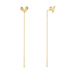Golden SHEGRACE Attractive 925 Sterling Silver Thread Earrings, Heart Knot, Golden, 60mm