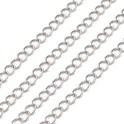 Platine Des chaînes de fer tordus, non soudée, couleur platine, anneau: environ 3.5 mm de large, Longueur 5.5mm, épaisseur de 0.5mm
