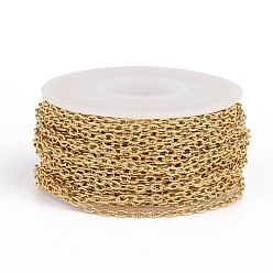 Золотой Ионное покрытие (ip) 304 текстурированные кабельные цепи из нержавеющей стали, несварные, с катушкой, овальные, золотые, 3x2x0.6 мм, около 32.8 футов (10 м) / рулон