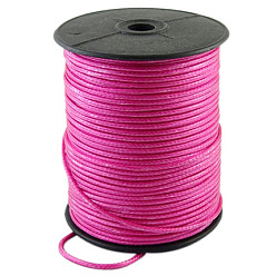 Ярко-Розовый Корейские вощеные полиэфирные шнуры, ярко-розовый, 2~3 мм, Около 93 ярдов / рулон