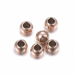 Rose Gold Ion Plating(IP) 304 Stainless Steel Beads, Rondelle, Rose Gold, 2.5x1.8mm, Hole: 1.2mm