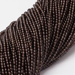 Cuarzo Ahumado Perlas de cuarzo ahumado naturales hebras, rondo, 2 mm, agujero: 0.5 mm, sobre 190 unidades / cadena