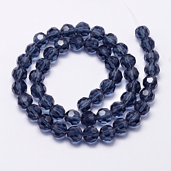 Bleu Acier Imitation brins de perles de cristal autrichien, grade de aaa, facettes (32 facettes) rondes, bleu acier, 4mm, Trou: 0.7~0.9mm, Environ 100 pcs/chapelet, 15.7 pouce