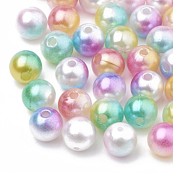 Couleur Mélangete Acryliques perles imitation de perles, ronde, couleur mixte, 8mm, Trou: 1.2~2mm, environ1800 pcs / 500 g
