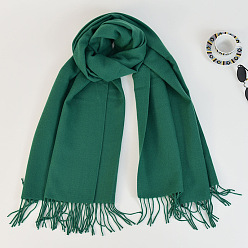 Морско-зеленый Женский длинный клетчатый шарф из полиэстера с имитацией кашемира и кисточками, зима/осень теплые большие мягкие шали в шотландскую клетку, цвета морской волны, 2000x650 мм