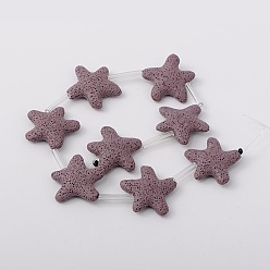 Purple Synthetic Lava Rock Bead Strands, Star, Dyed, Purple, 40x40x10mm, Hole: 1mm, about 12pcs/strand, 16.1 inch