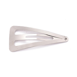 Platinum Iron Snap Hair Clips Findings, DIY Hair Accessories Making, Triangle, Platinum, 67x31.5x1.5mm, Hole: 1.5mm