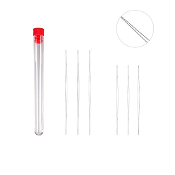 Red Stainless Steel Collapsible Big Eye Beading Needles, Seed Bead Needle, with Storage Tube, Red, 58~108x13mm, 7pcs/set