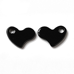 Black Spray Painted 201 Stainless Steel Charms, Heart Charm, Black, 8.5x11.5x1.5mm, Hole: 2mm