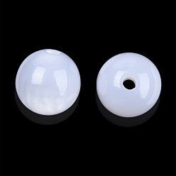 Creamy White Resin Beads, Imitation Cat Eye, Round, Creamy White, 12mm, Hole: 1.6~1.8mm