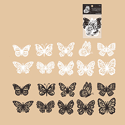 Бабочка Полые бумажные подушечки для скрапбукинга, для альбома для вырезок diy, справочная бумага, украшение дневника, черные и белые, бабочки, упаковка: 159x85x2 мм, 10 стиль, 2 цвет / стиль, 2 шт / стиль, 20 шт / комплект