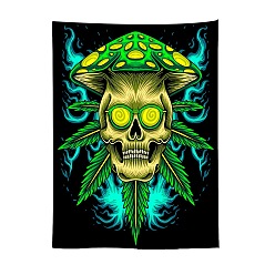 Skull Halloween Theme Polyester Wall Hanging Tapestry, for Bedroom Living Room Decoration, Rectangle, Skull Pattern, 1000x750mm