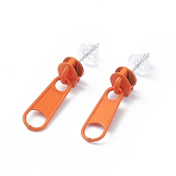 Orange Foncé Boucles d'oreilles en alliage avec boucle à glissière et épingles en fer pour femmes, orange foncé, 25.5mm, pin: 0.7 mm