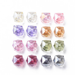 Couleur Mélangete Perles acryliques transparentes, facette, losange, couleur mixte, 13x14x13.5mm, Trou: 2mm, environ346 pcs / 500 g