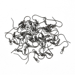 Bronze Crochets d'oreille en laiton, fil d'oreille, avec boucle horizontale, gris anthracite, 18x17x0.8mm, Trou: 2mm, 100 pièces / kit