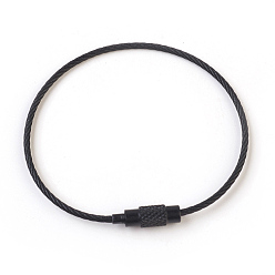 Noir Bracelet en fil d'acier faisant, avec fermoirs en laiton, noir, 6-1/8 pouces (15.5 cm) ~6-1/4 pouces (16 cm)