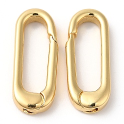 Real 18K Gold Plated Brass Spring Gate Rings, Oval, Cadmium Free & Lead Free, Long-Lasting Plated, Real 18K Gold Plated, 18x7x3mm