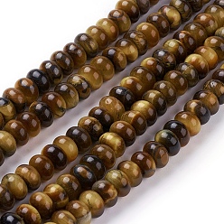 Tiger Eye Natural Tiger Eye Beads Strands, Rondelle, 8x5mm, Hole: 1mm, about 73pcs/strand, 15 inch(38cm)