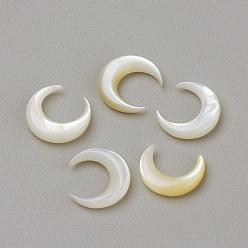 Coquillage De Mer Cabochons en nacre blanche, lune, couleur de coquillage, 8x7.5x2mm