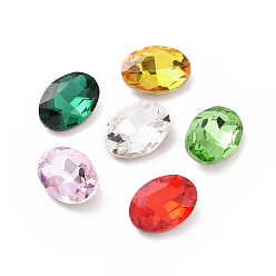 Mixed Color Glass Rhinestone Cabochons, Pointed Back & Silver Back Plated, Oval, Mixed Color, 14x10x5mm