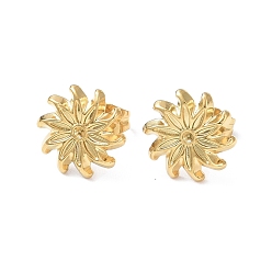 Real 18K Gold Plated Ion Plating(IP) 304 Stainless Steel Stud Earring Findings, Earring Settings for Rhinestone, Flower, Real 18K Gold Plated, Fit For: 1.2mm rhinestone, 12mm, Pin: 0.8mm
