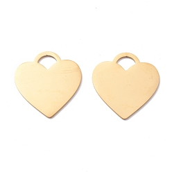 Oro Revestimiento iónico (ip) 304 colgantes de acero inoxidable, corazón, dorado, 26x25x1 mm, agujero: 5x7 mm