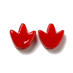 Red Glass Beads, Tulip Flower, Red, 16x16x5.5~6mm, Hole: 2mm