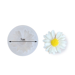 White Daisy Flower Shape DIY Food Grade Silicone Molds, Fondant Molds, Resin Casting Molds, for Chocolate, Candy, UV Resin & Epoxy Resin Craft Making, White, 70mm