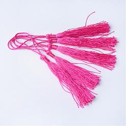 Deep Pink Polyester Tassel Decorations, Pendant Decorations, Deep Pink, 130x6mm, Tassel: 70~90mm