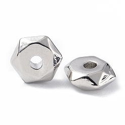 Platinum Brass Beads, Hexagon, Platinum, 7x6x2.5mm, Hole: 1.5mm
