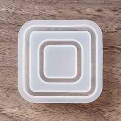Белый Пищевые силиконовые формы двойного квадрата своими руками, зыбучие формы, формы для литья смолы, для уф-смолы, изготовление изделий из эпоксидной смолы, белые, 50x50x13 мм, внутренний диаметр: 43x43 мм
