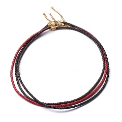 Mixed Color Braided Waxed Polyester Cord Necklaces Making, with 304 Stainless Steel Lobster Claw Clasps, Golden, Mixed Color, 18-3/4 inch(47.5cm)