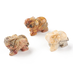 Crazy Agate Elephant Natural Crazy Agate Figurine Display Decoration, for Home Office Tabletop, 36~41x29~32x19~21mm