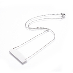 Stainless Steel Color 304 Stainless Steel Pendant Necklaces, with Cable Chains, Rectangle, Stainless Steel Color, 19 inch(48.5cm), Pendant: 35x10x1.5mm