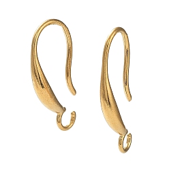 Real 18K Gold Plated Ion Plating(IP) 304 Stainless Steel Earring Hooks, with Open Loop, Real 18K Gold Plated, 18.5x9.5mm, Hole: 2mm, Pin: 0.9mm
