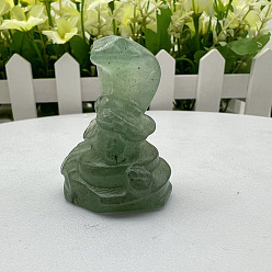Green Aventurine Natural Green Aventurine Carved Healing Snake Figurines, Reiki Energy Stone Display Decorations, 30~40mm