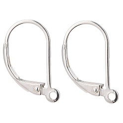 Silver 925 Sterling Silver Leverback Earring Findings, with 925 Stamp, Silver, 16x9x1.5mm, Hole: 1mm, Pin: 0.8mm