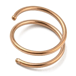 Rose Gold Ion Plating(IP) 316 Stainless Steel Double Nose Ring for Single Piercing, Spiral Nose Ring, Rose Gold, 9.5x6.5mm, Inner Diameter: 8mm