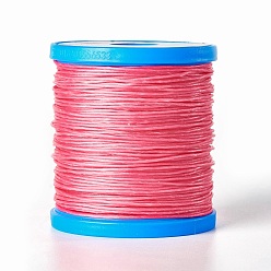 Rose Chaud Cordons cirés ronds, cordon micro macramé, fil à coudre cuir polyester, pour la fabrication de bracelets, perlage, artisanat, reliure, rose chaud, 1mm, environ 87.48 yards (80m)/rouleau
