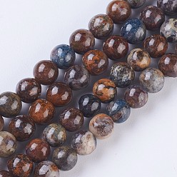 Pietersita Hebras de pietersita naturales, rondo, 10 mm, agujero: 1.2 mm, sobre 38 unidades / cadena, 15.6 pulgada (39.5 cm)