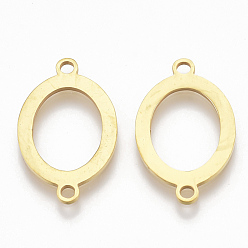 Golden 201 Stainless Steel Links connectors, Laser Cut Links, Oval, Golden, 21.5x13x1mm, Hole: 1mm